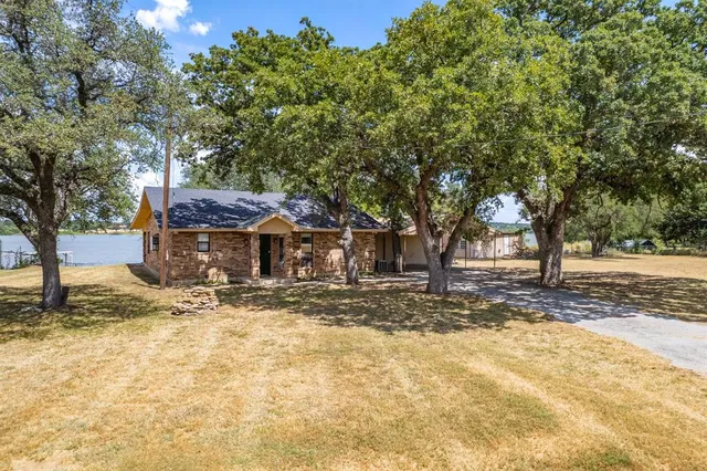 a view of a yard with a tree