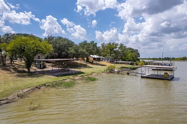 a view of a lake with houses