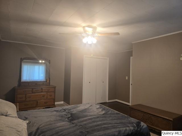 1541 Elm Street Hamilton, IL 62341 - Photo 19 of 31 a bedroom with a bed and a chandelier