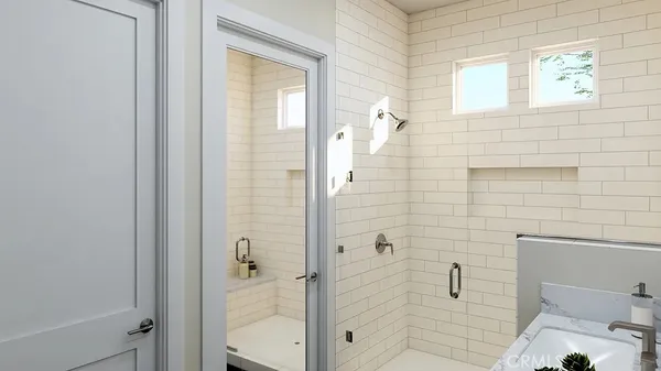 a bathroom with a shower