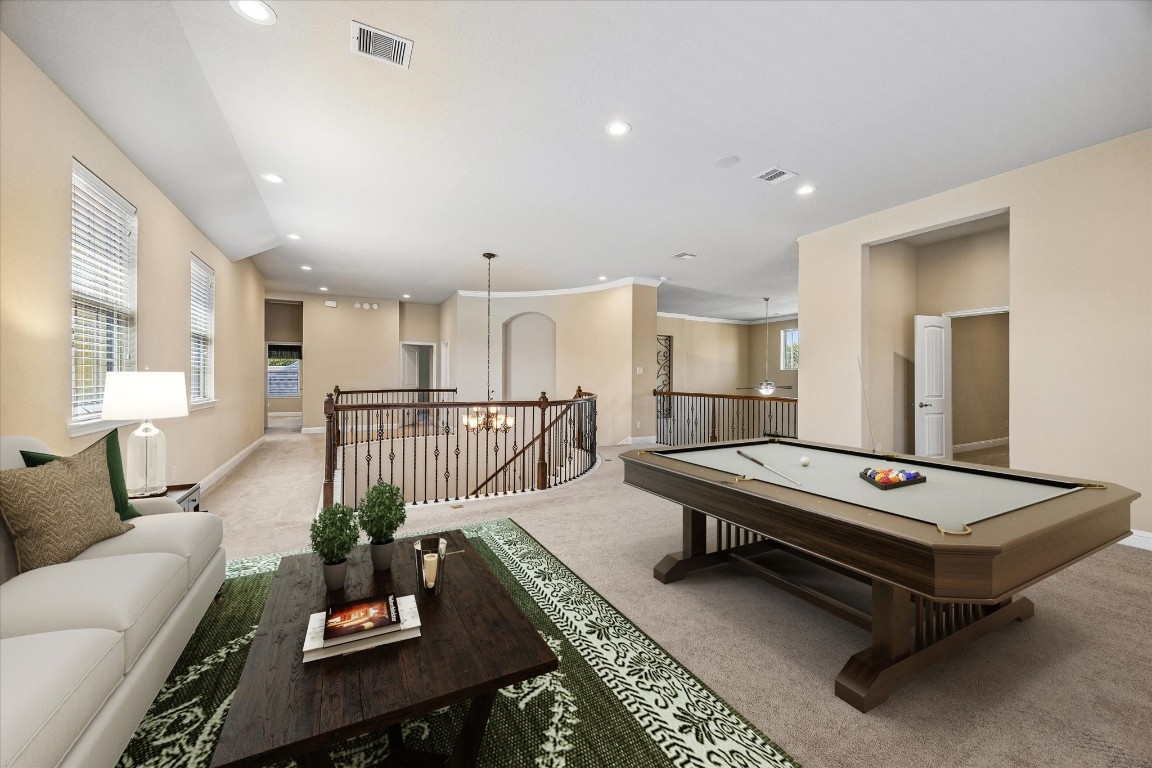 14123 Spindle Arbor Road Cypress, TX 77429 - Photo 26 of 45 Virtually Staged Game Room leading to upstairs bedrooms and media room.