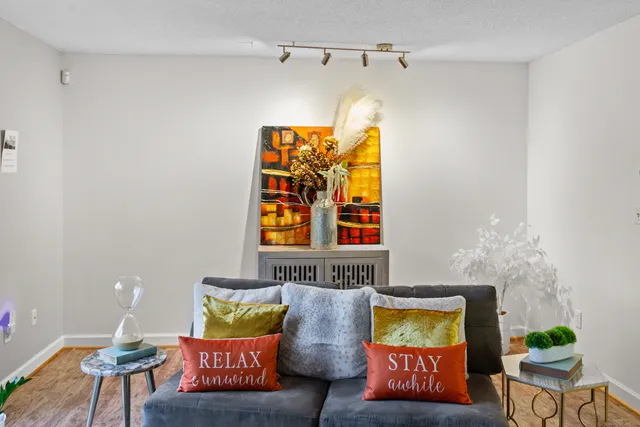 a view of a couch in a patio