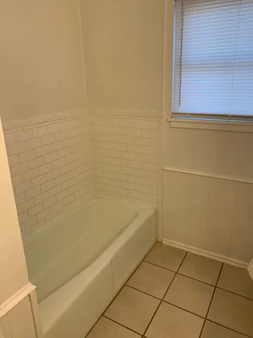 a bathroom with a bathtub
