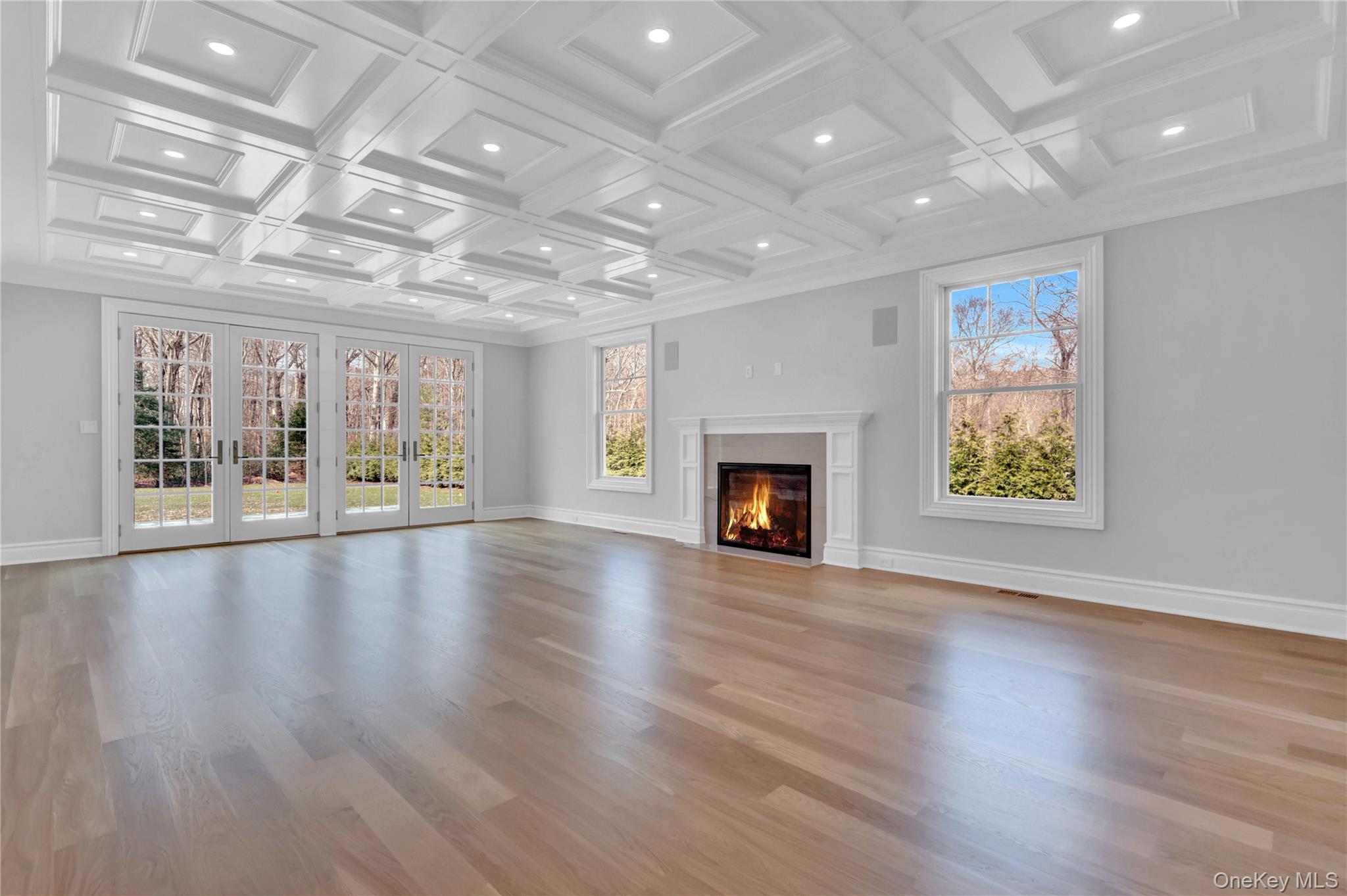 541 Split Rock Road Syosset, NY 11791 - Photo 17 of 50 an empty room with wooden floor fireplace and windows