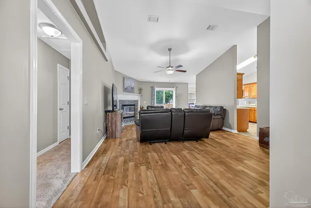 a view of a room with an entryway