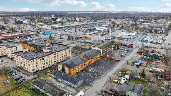 an aerial view of a city