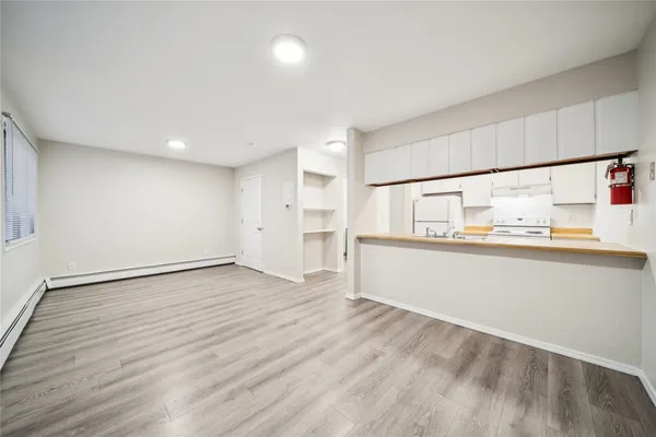 an empty room with an entryway