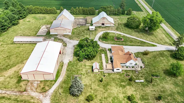 an aerial view of a house