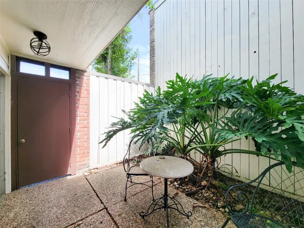 a potted plant sitting in front of a house