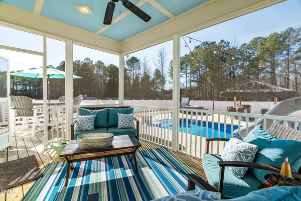 a view of an outdoor space with furniture
