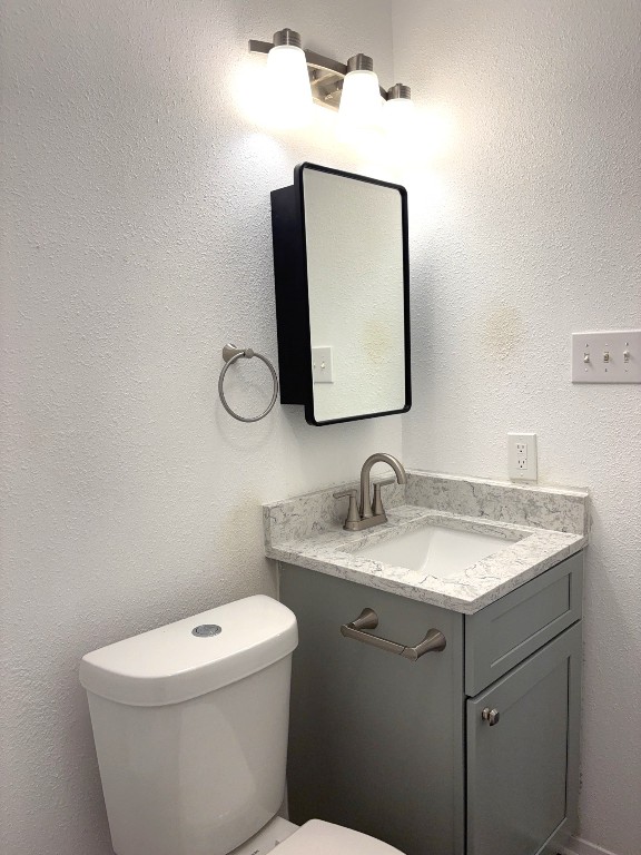 16005 Stoneham Circle Pflugerville, TX 78660 - Photo 16 of 18 a bathroom with a toilet sink vanity and mirror