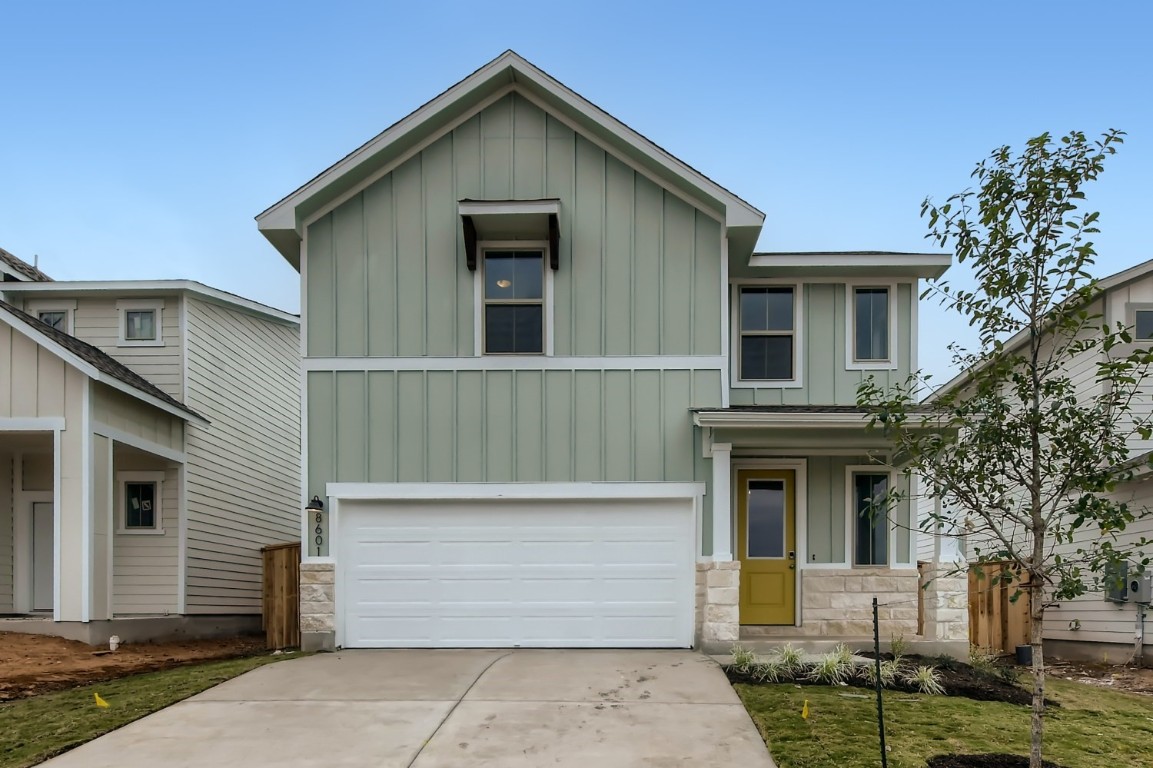 a front view of white house