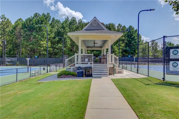 an aerial view of a house