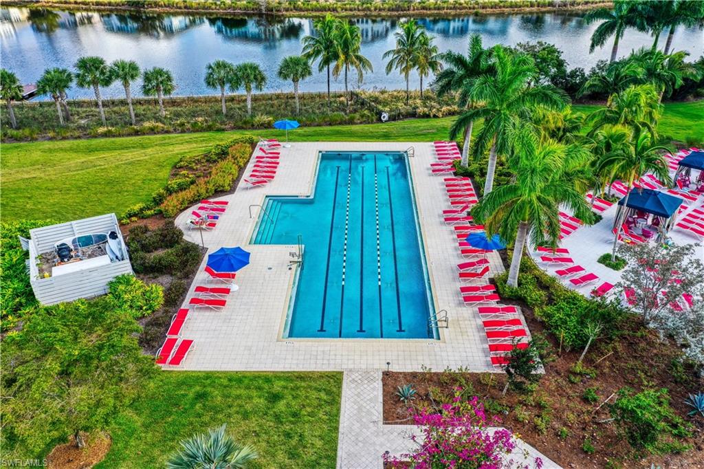 8963 Gustavia Court Naples, FL 34113 - Photo 38 of 47 a view of swimming pool with a yard and plants
