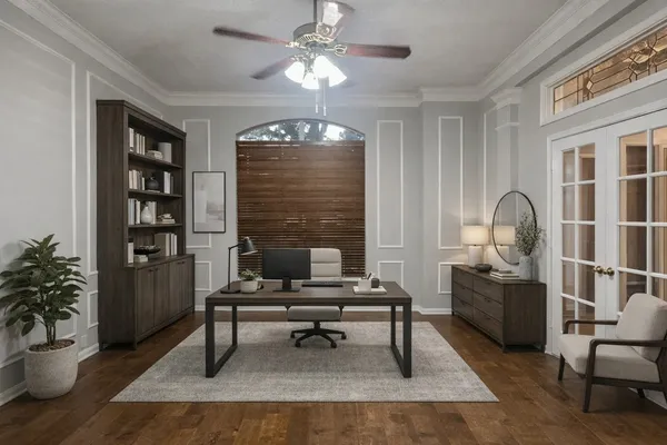 a living room with furniture