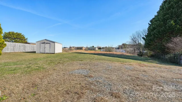 a view of a city from a yard