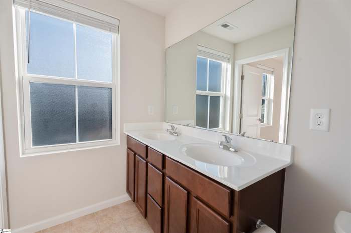 156 Queens Mill Court Pendleton, SC 29670 - Photo 11 of 18 This bathroom features a double vanity and a large mirror, offering both style and functionality.