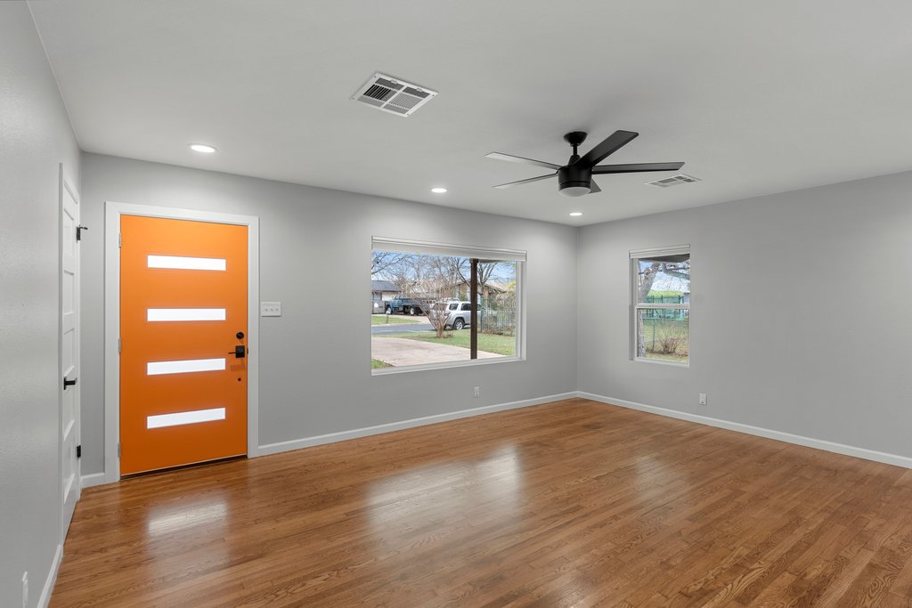 3404 Touchstone Street Austin, TX 78723 - Photo 9 of 33 Entrance foyer with ceiling fan, wood finished floors, and recessed lighting