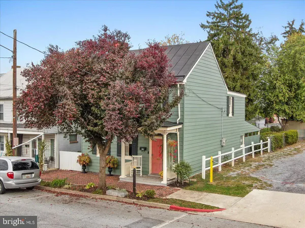 front view of a building with a street