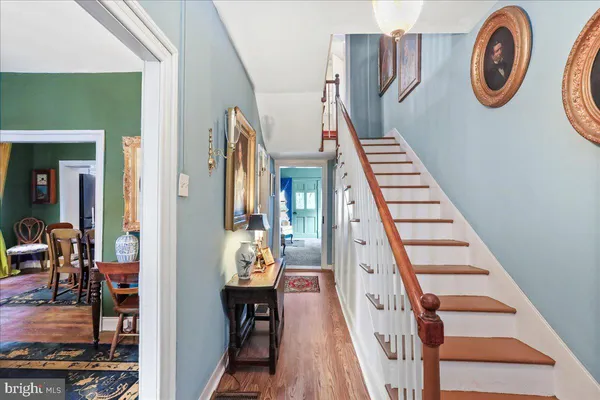 a view of a hallway with elevator