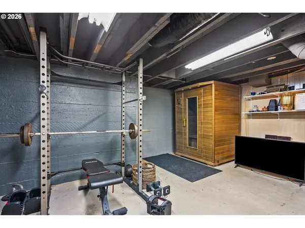 a room with gym equipment