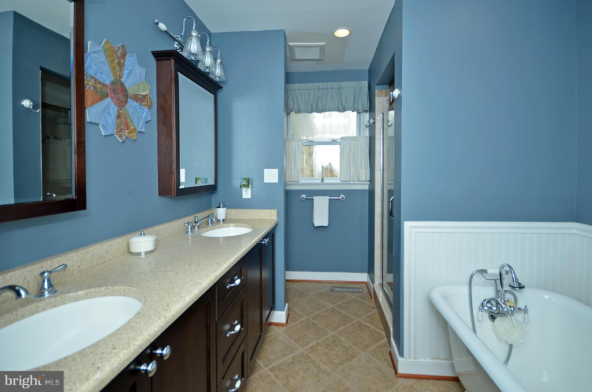 14045 Sunnybrook Road Phoenix, MD 21131 - Photo 14 of 27 a bathroom with a double vanity sink a mirror and a bathtub