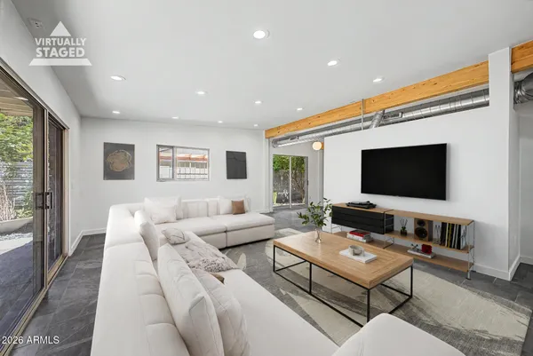 a kitchen with a sink and counter top space