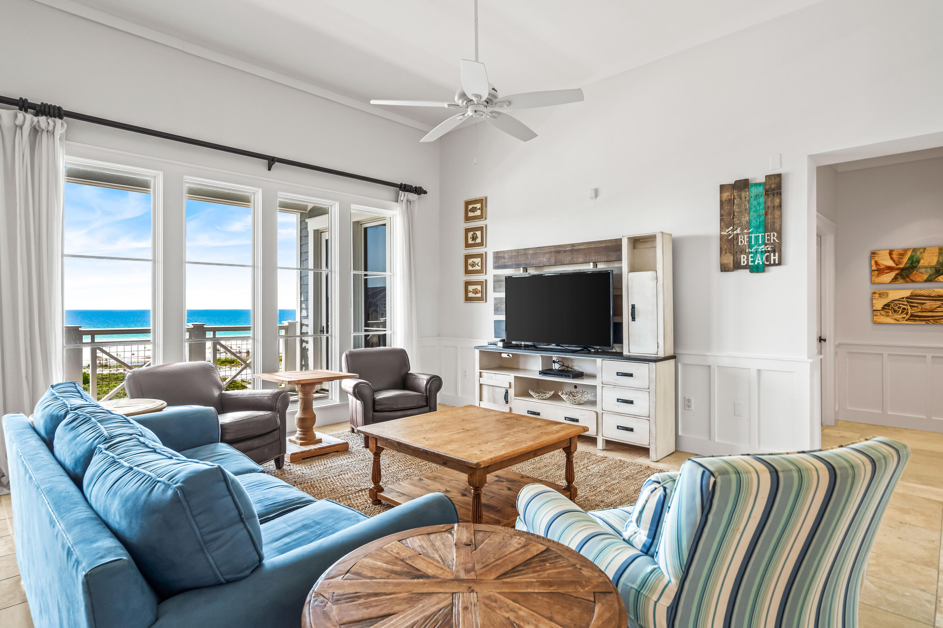 337 Bridge Lane, Unit 421B Watersound, FL 32461 - Photo 12 of 55 a living room with furniture a flat screen tv and a large window