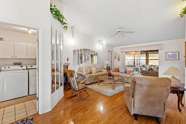 a living room with furniture