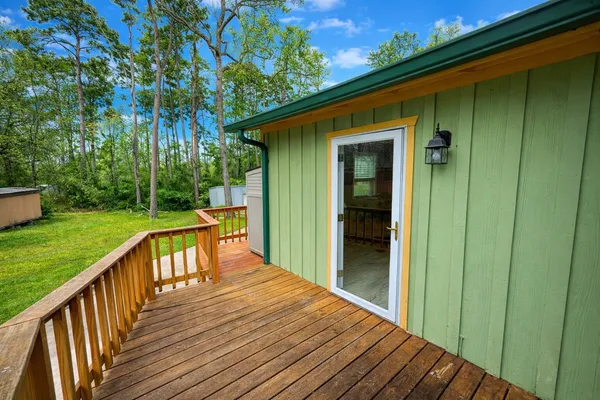 a deck view with a wooden floor space