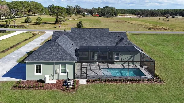 an aerial view of a house