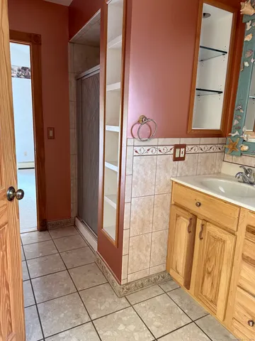 a view of a room with a window