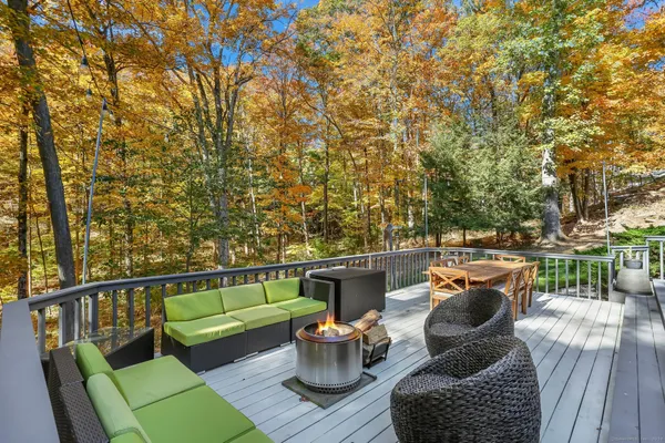 a view of a patio on the roof deck