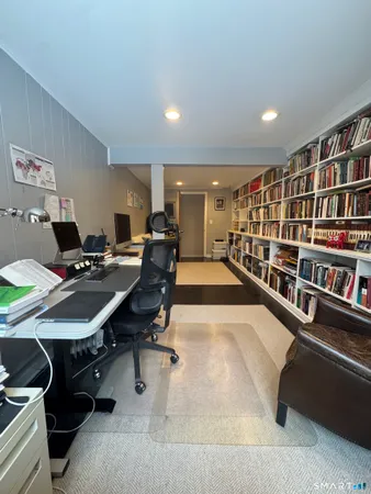 a workspace with furniture