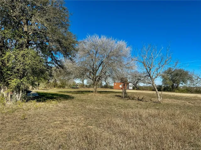a view of a yard with an trees