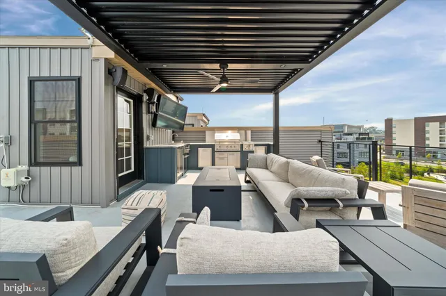 a living room with furniture