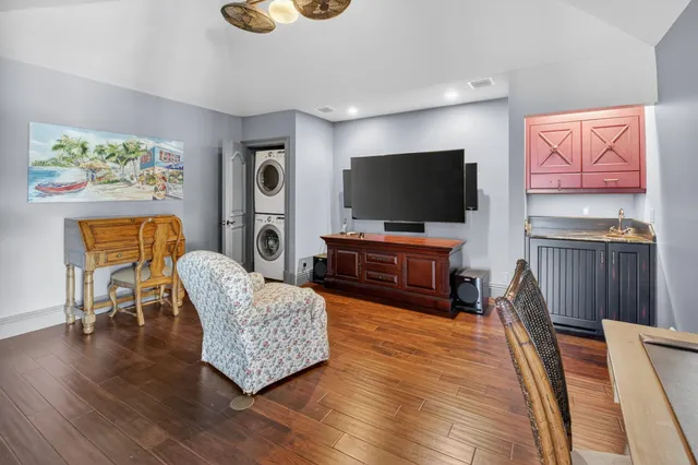 a backyard of a house with seating space