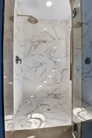 an aerial view of a house with outdoor space