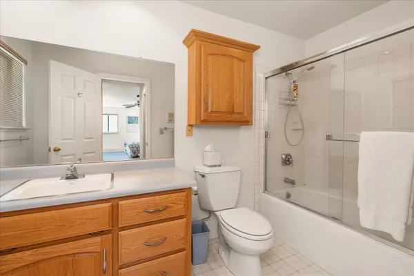 a view of a patio with mountain view