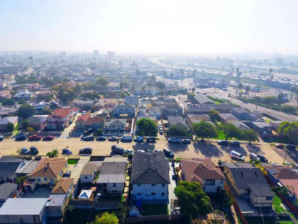 an aerial view of a city