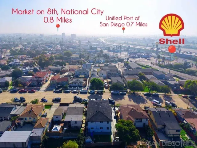 an aerial view of multiple house