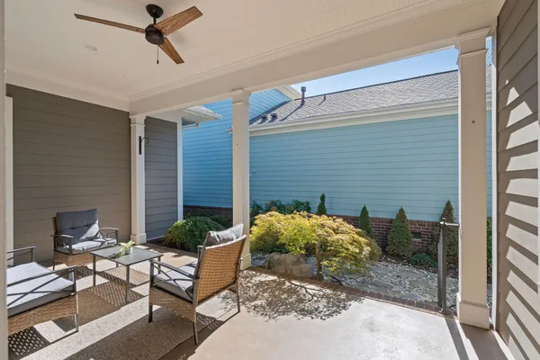 a house view with a backyard space