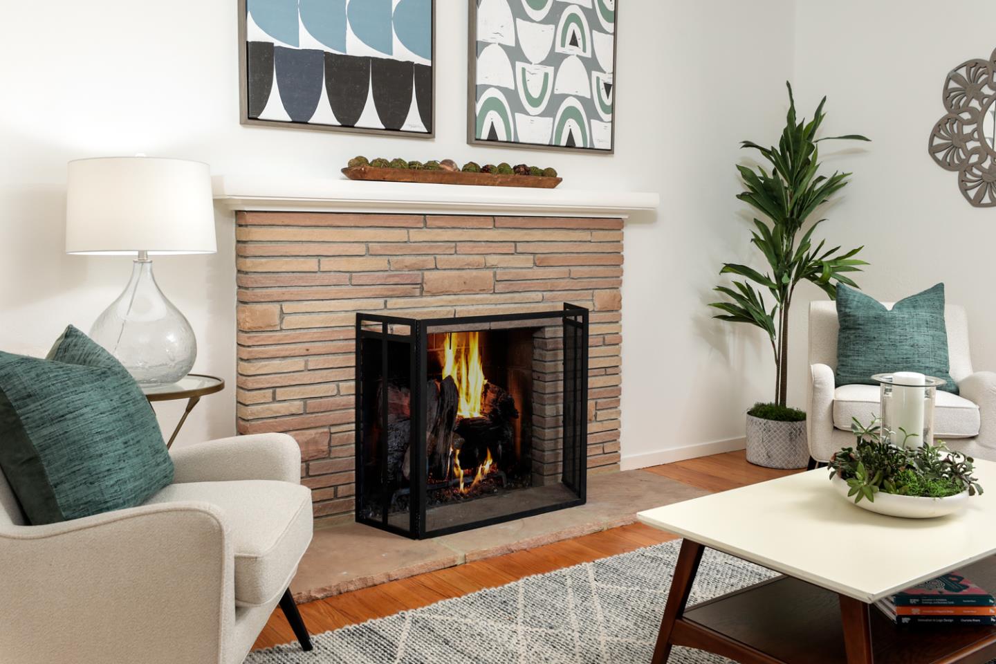 349 Chamisal Avenue Los Altos, CA 94022 - Photo 6 of 27 a living room with furniture and a fireplace