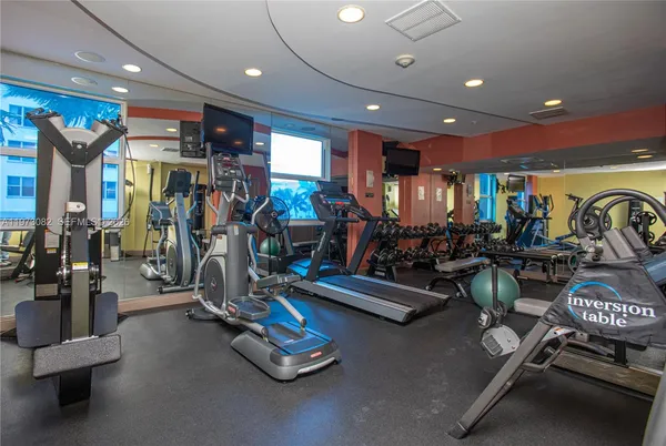 a view of a room with gym equipment