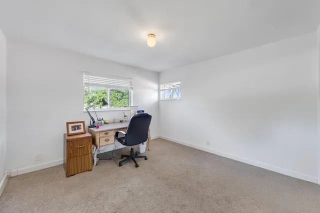 a view of a patio with couches chairs and a potted plant
