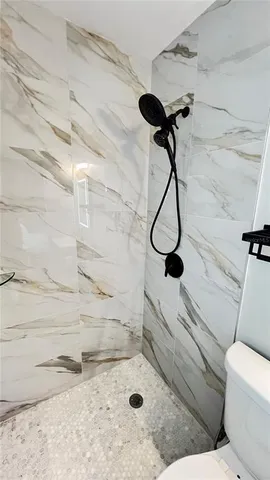 a bathroom with a shower