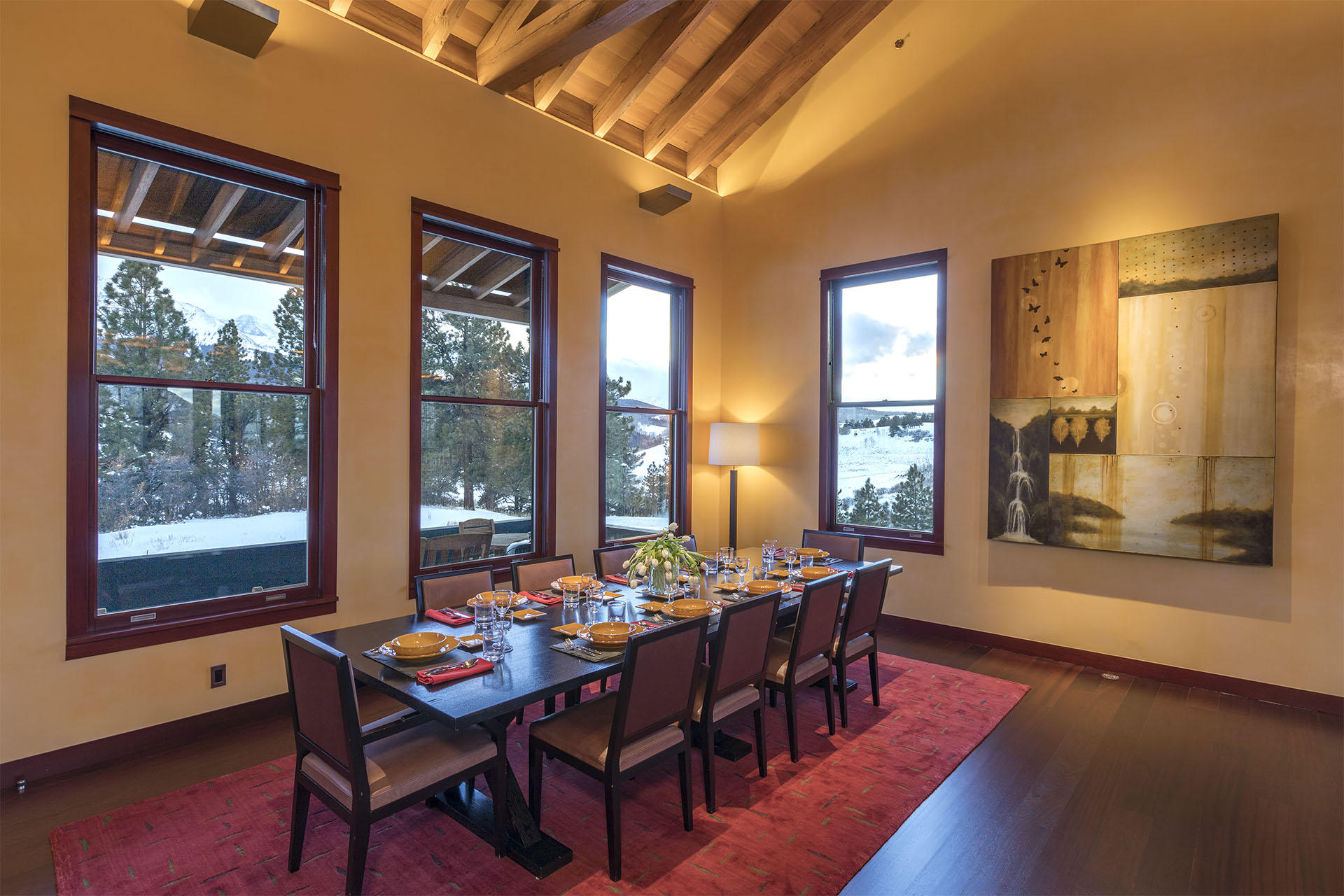700 Elk Crossing Road Placerville, CO 81430 - Photo 25 of 37 a view of a dining room with furniture window and wooden floor