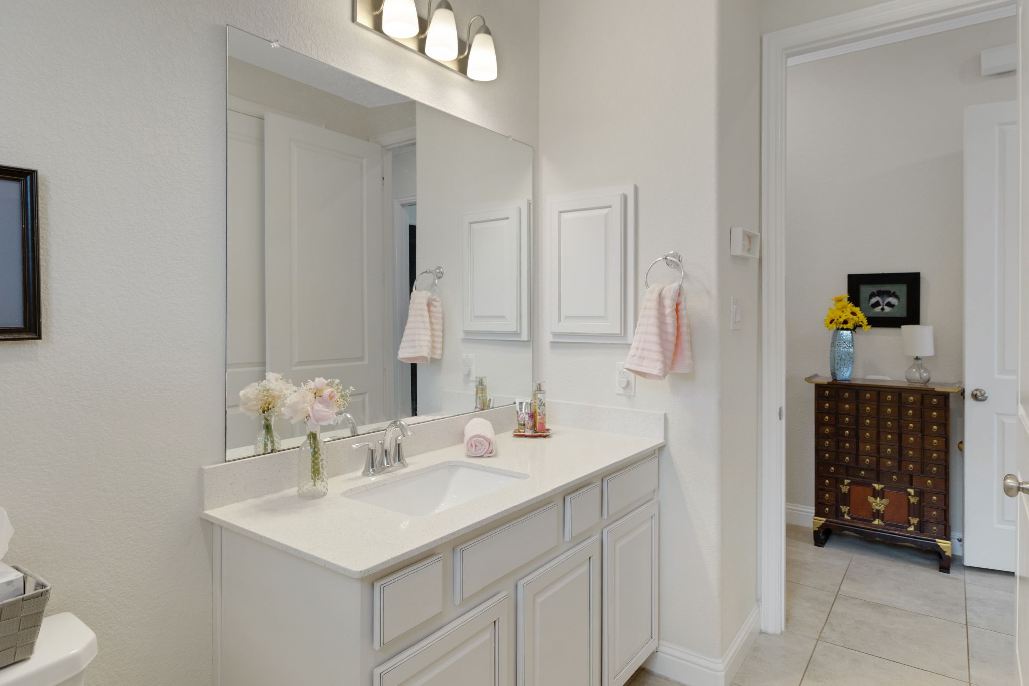 19248 Yellow Chestnut Lane New Caney, TX 77357 - Photo 34 of 42 a bathroom with a sink and a mirror