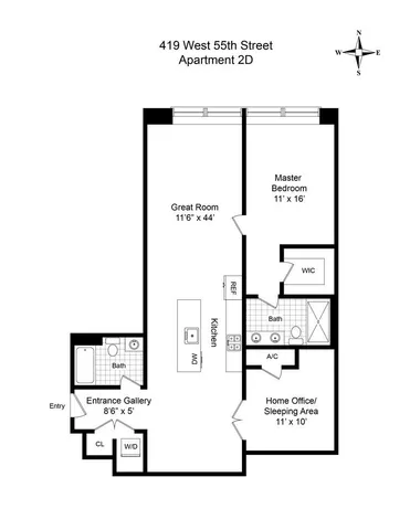 $895,000 | 419 West 55th Street, Unit 2D | Hell's Kitchen