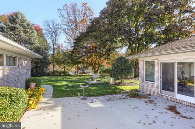 a view of a house with backyard and a tree